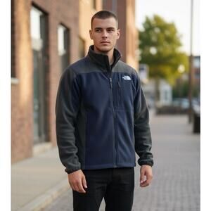 The North Face Apex Bionic Jacket, Men’s Small, Navy Brown Soft Shell Fleece